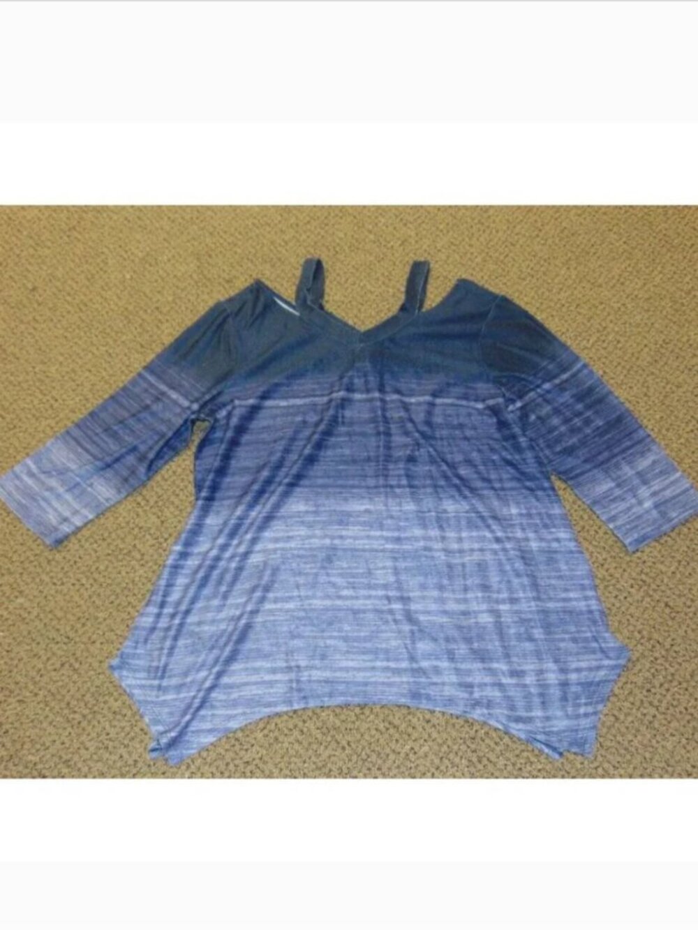 DB Sunday Top Womens L Purple Gray 3/4 Long Sleeve Cold Shoulder Shirt